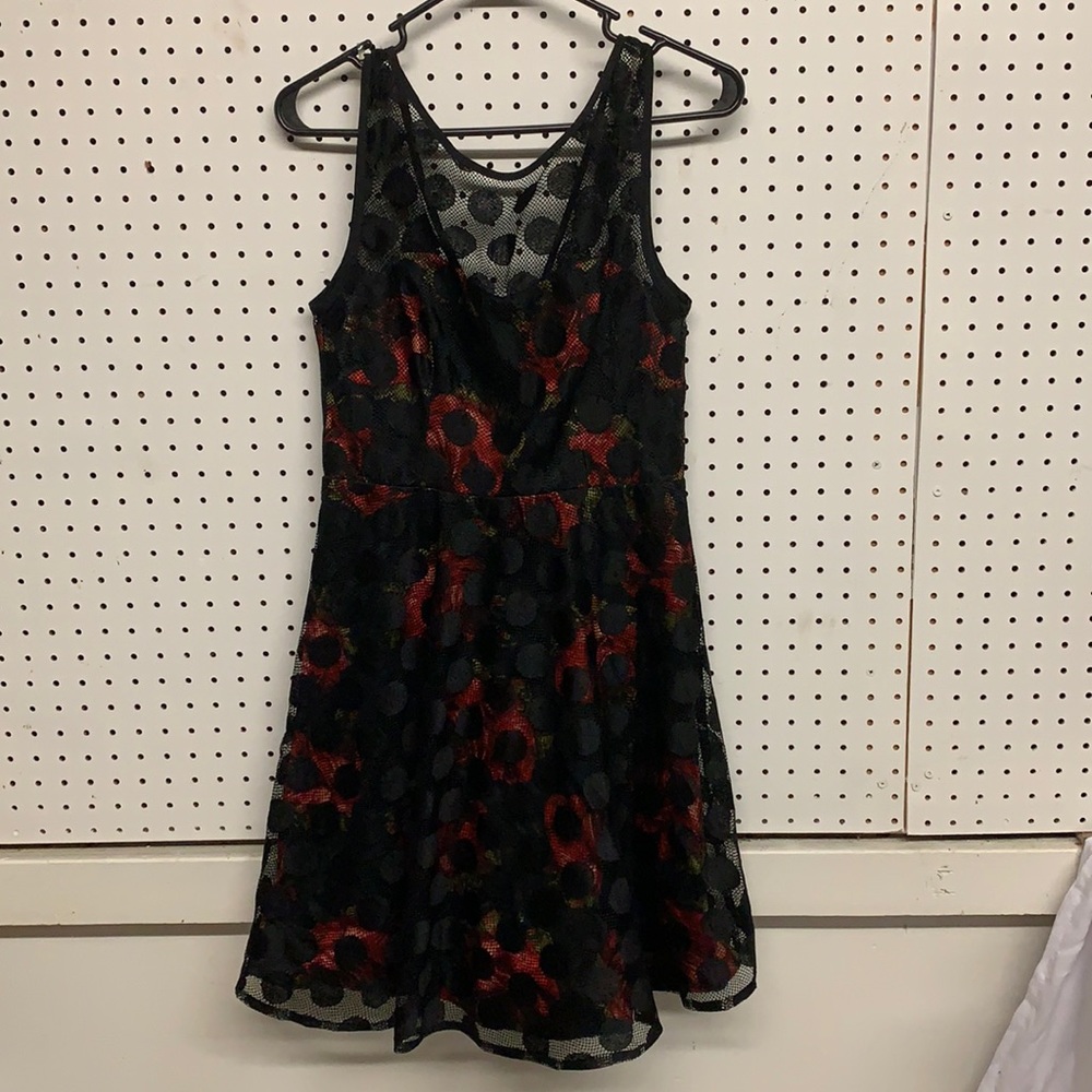 Betsey Johnson floral and polka dot lace dress size 4